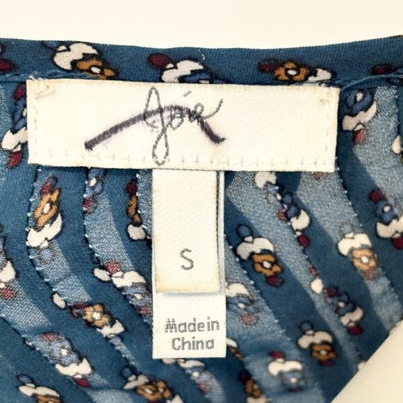 JOIE 100% Silk Rinjani Blouse in Teal Blue  Boho Peasant  SZ S - Picture 9 of 12